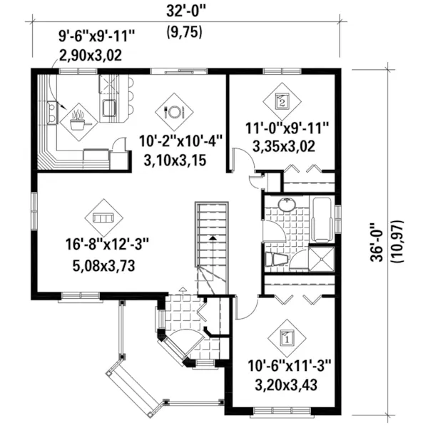 Country House Plan First Floor - Crain Creek Ranch Home 126D-0427 - Search House Plans and More