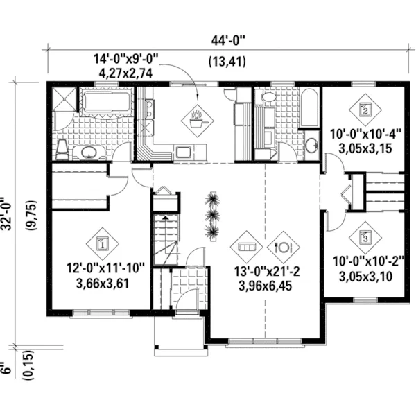 Ranch House Plan First Floor - Nigella Country Home 126D-0437 - Shop House Plans and More