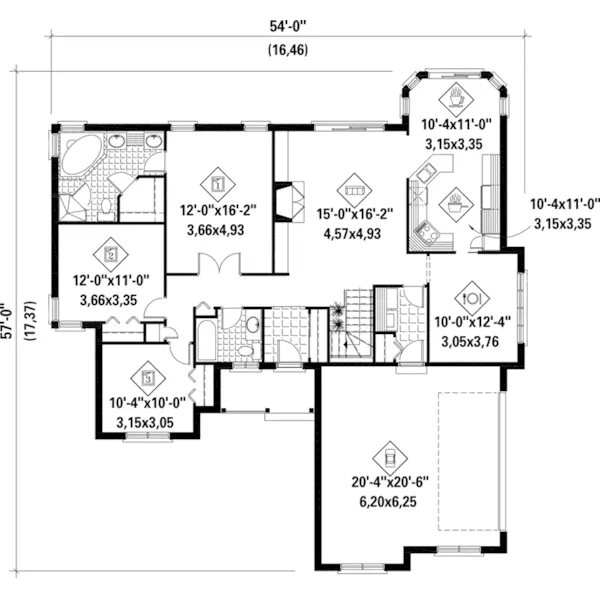 Ranch House Plan First Floor - Pratt Park Ranch Home 126D-0438 - Shop House Plans and More