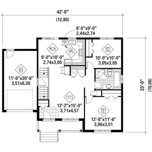 Country House Plan First Floor - Scenic Grove Country Home 126D-0439 - Shop House Plans and More