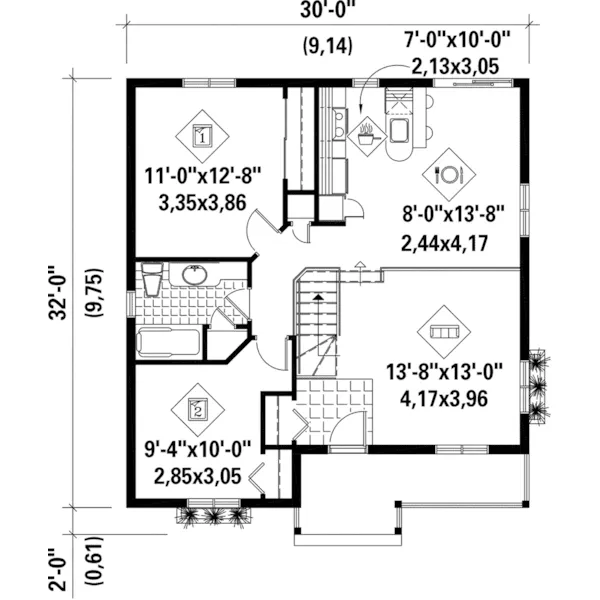 Bungalow House Plan First Floor - Tara Garden Country Home 126D-0440 - Shop House Plans and More