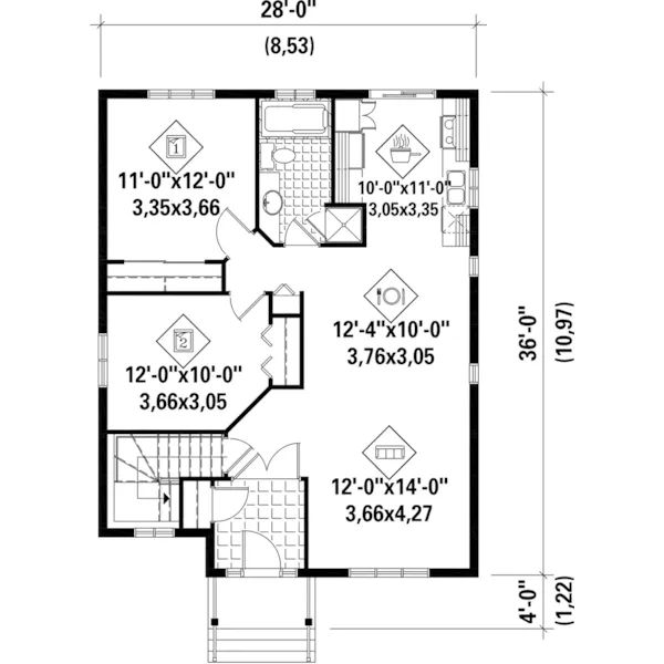 Country House Plan First Floor - Cory Creek Country Cottage 126D-0450 - Search House Plans and More