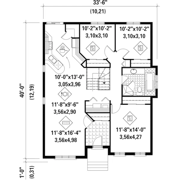 Ranch House Plan First Floor - Elkan Ranch Home 126D-0456 - Search House Plans and More