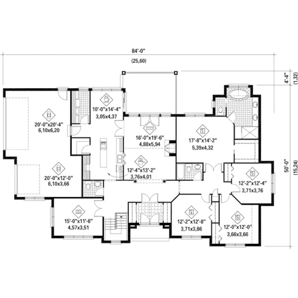 European House Plan First Floor - Garrett Bend Ranch Home 126D-0457 - Search House Plans and More