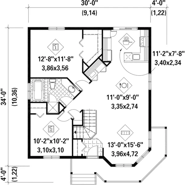 Victorian House Plan First Floor - Penny Royal Victorian Home 126D-0462 - Shop House Plans and More