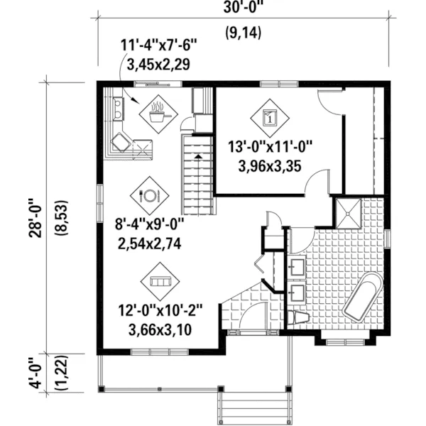 Ranch House Plan First Floor - Robb Creek Country Cottage 126D-0464 - Shop House Plans and More