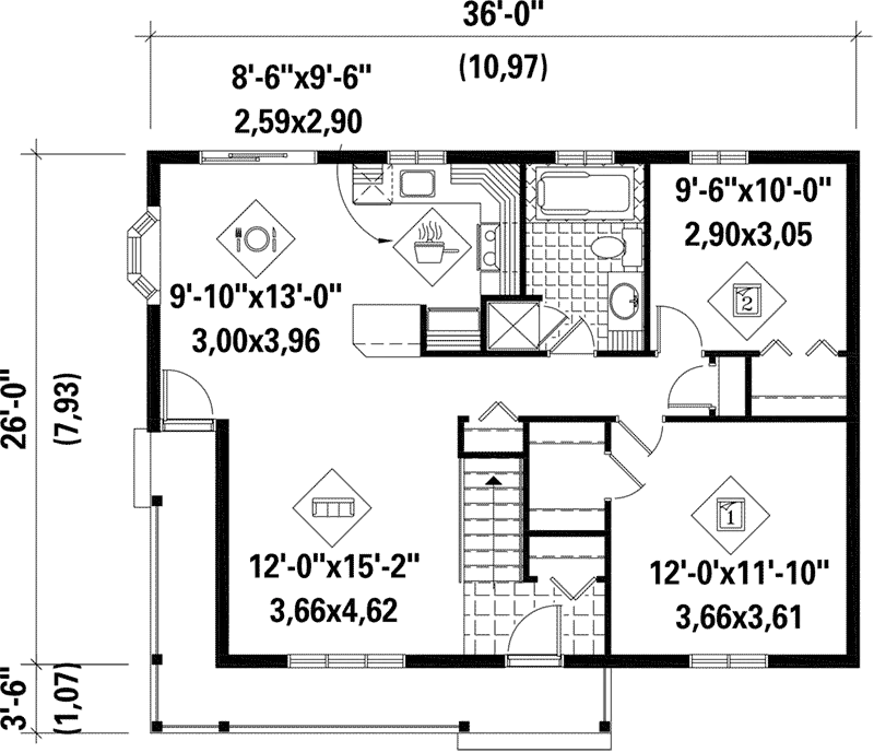 Ranch House Plan First Floor - Sandra Farm Country Home 126D-0465 - Shop House Plans and More