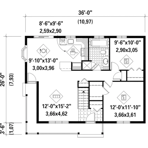 Farmhouse Plan First Floor - Sandra Farm Country Home 126D-0465 - Shop House Plans and More