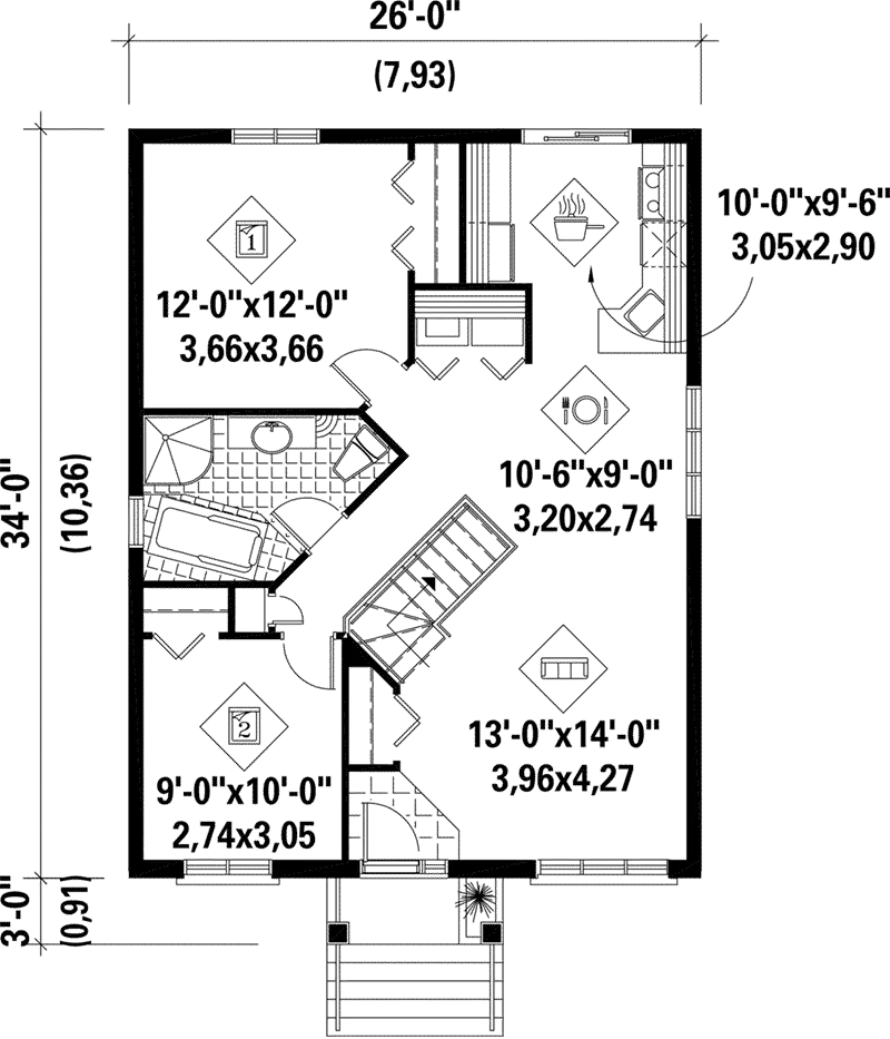 Ranch House Plan First Floor - Summers Oak Raised Ranch Home 126D-0467 - Shop House Plans and More