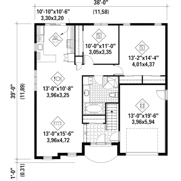 Country French House Plan First Floor - Hooper Bluff Ranch Home 126D-0468 - Search House Plans and More