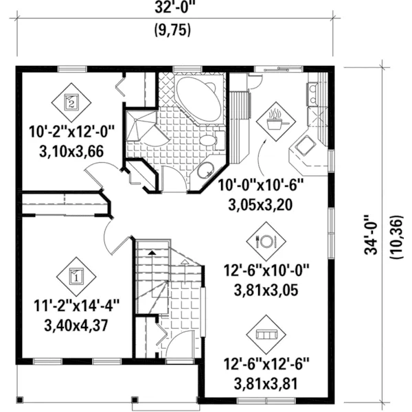 Cabin & Cottage House Plan First Floor - Harvestwynd Country Home 126D-0469 - Search House Plans and More