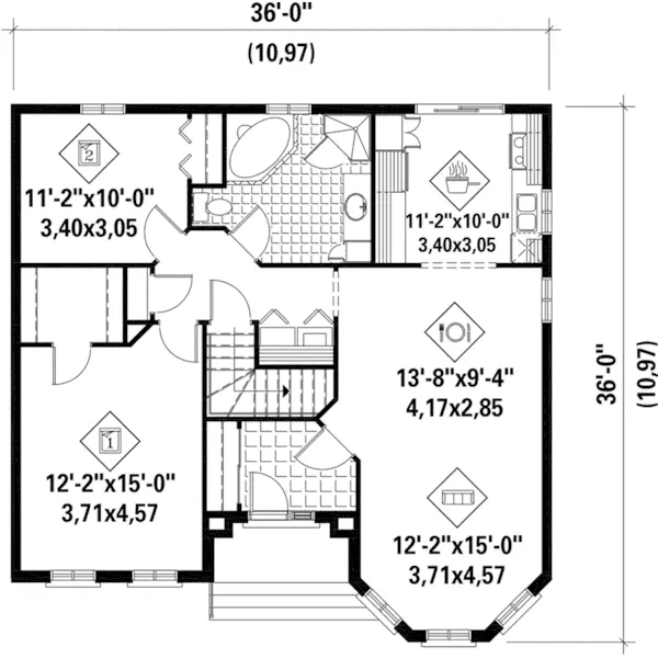 Victorian House Plan First Floor - Gregory Pond Ranch Home 126D-0470 - Search House Plans and More