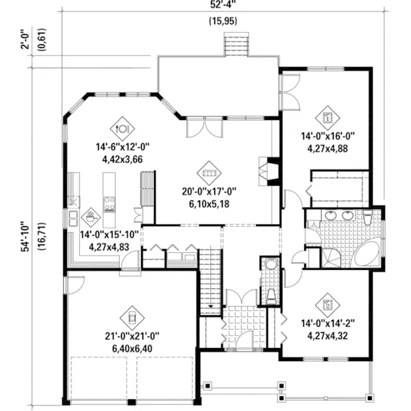 Ranch House Plan First Floor - Adam Woods Country Home 126D-0474 - Search House Plans and More