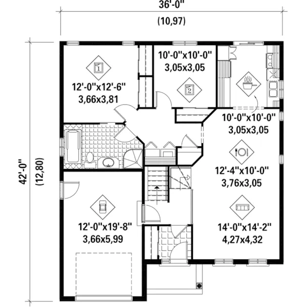 Ranch House Plan First Floor - Lauderdale Lane Ranch Home 126D-0484 - Shop House Plans and More