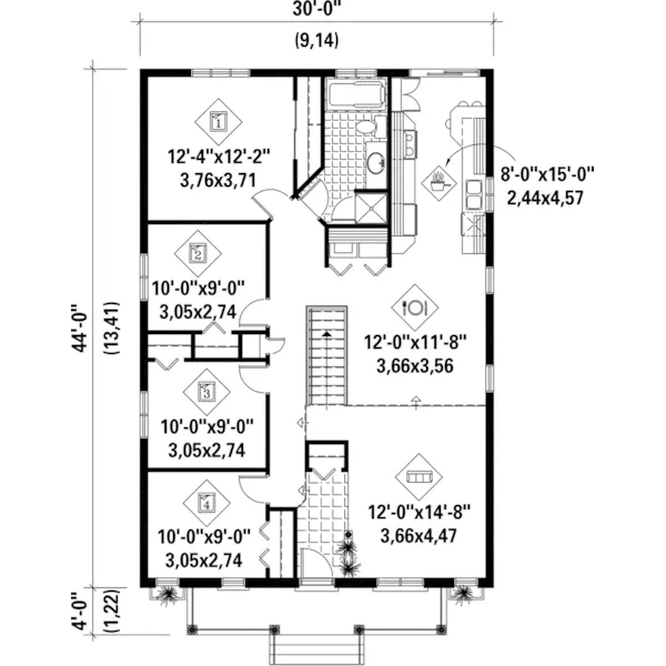 Ranch House Plan First Floor - Millard Country Home 126D-0485 - Shop House Plans and More