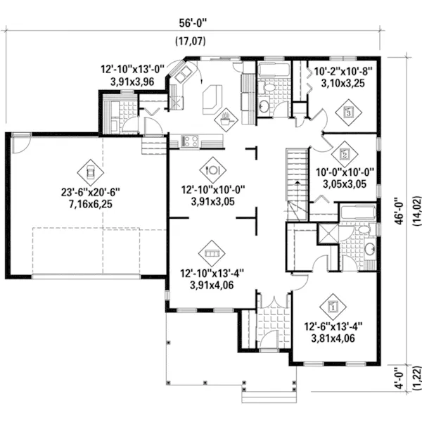 Ranch House Plan First Floor - Nicole Hollow Traditional Home 126D-0487 - Shop House Plans and More