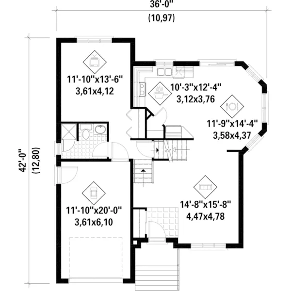 Traditional House Plan First Floor - Saddle Post Traditional Home 126D-0490 - Shop House Plans and More