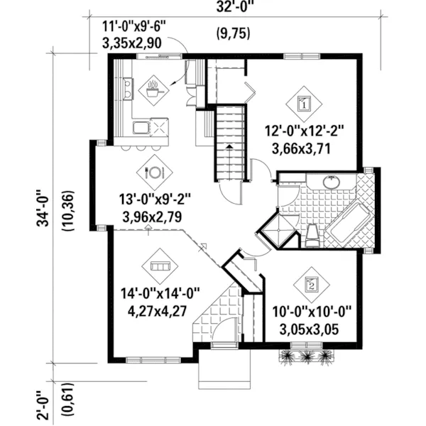 Cabin & Cottage House Plan First Floor - Tuxford Ranch Home 126D-0492 - Shop House Plans and More