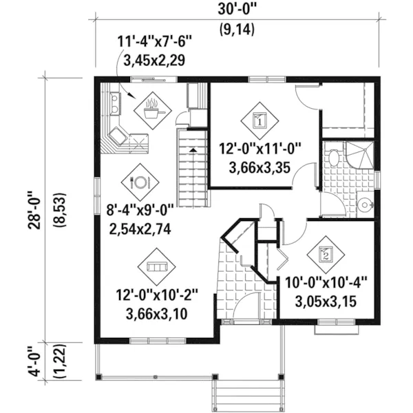 Bungalow House Plan First Floor - Walleye Point Country Cabin 126D-0494 - Shop House Plans and More