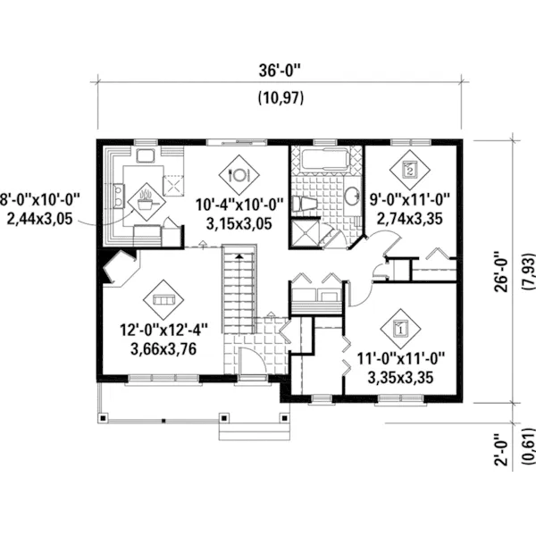 Ranch House Plan First Floor - Phelps Ridge Country Home 126D-0500 - Shop House Plans and More