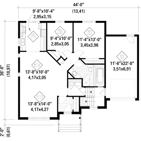 Traditional House Plan First Floor - Nevena Traditional Ranch Home 126D-0501 - Shop House Plans and More