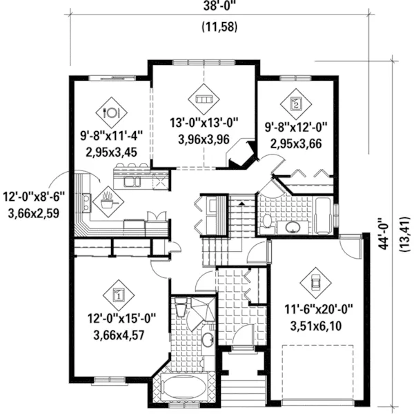 Ranch House Plan First Floor - Neva Gate Raised Ranch Home 126D-0502 - Shop House Plans and More