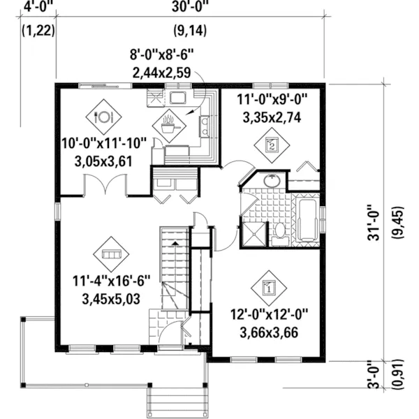 Ranch House Plan First Floor - Kaiser Bluff Country Home 126D-0506 - Search House Plans and More