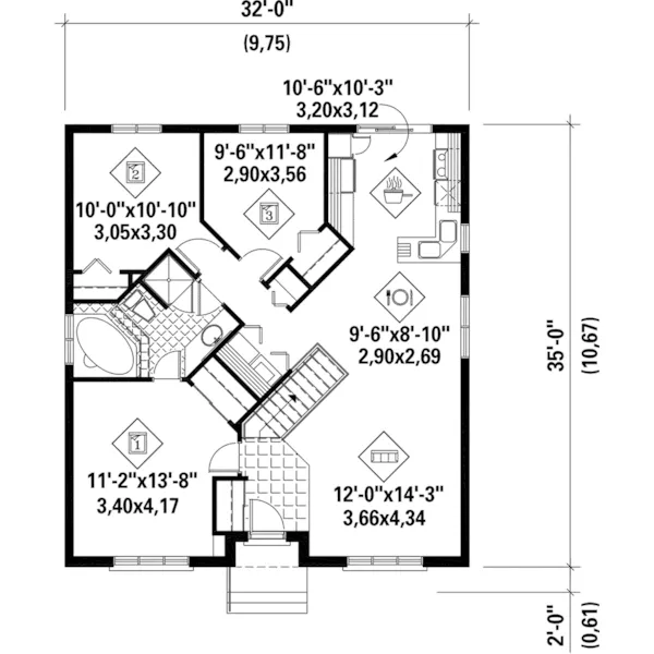 European House Plan First Floor - Kaminer Creek Ranch Home 126D-0507 - Search House Plans and More