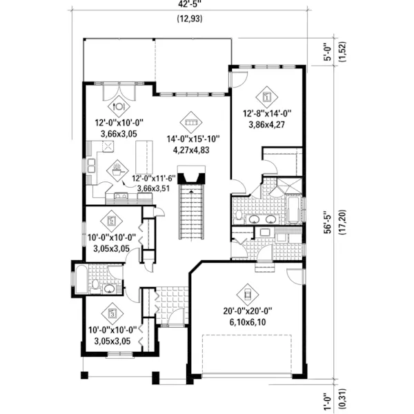 European House Plan First Floor - Gianini Rustic European Home 126D-0512 - Search House Plans and More