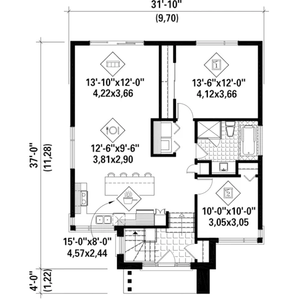 Modern House Plan First Floor - Ely Modern Prairie Home 126D-0513 - Search House Plans and More