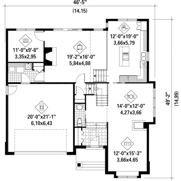 Craftsman House Plan First Floor - Drake Harbor Craftsman Home 126D-0514 - Search House Plans and More