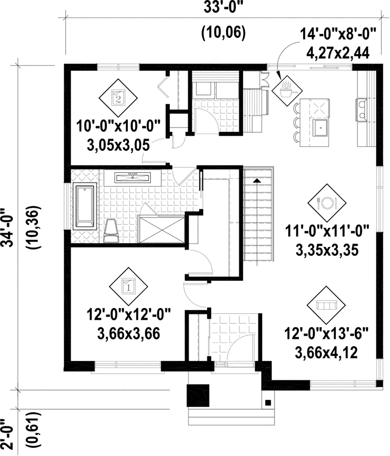 Rustic House Plan First Floor - Albus Contemporary Home 126D-0517 - Search House Plans and More