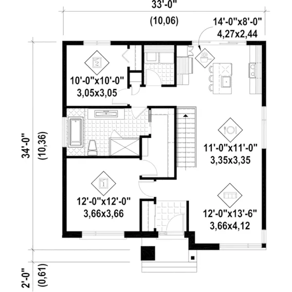 Contemporary House Plan First Floor - Albus Contemporary Home 126D-0517 - Search House Plans and More