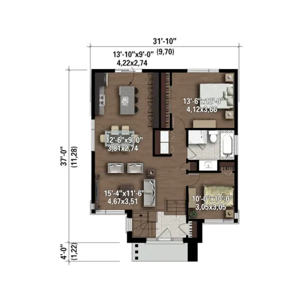 Modern House Plan 3D First Floor - LaRocca Way Ranch Home 126D-0518 - Shop House Plans and More