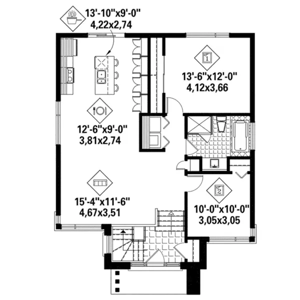 Modern House Plan First Floor - LaRocca Way Ranch Home 126D-0518 - Shop House Plans and More