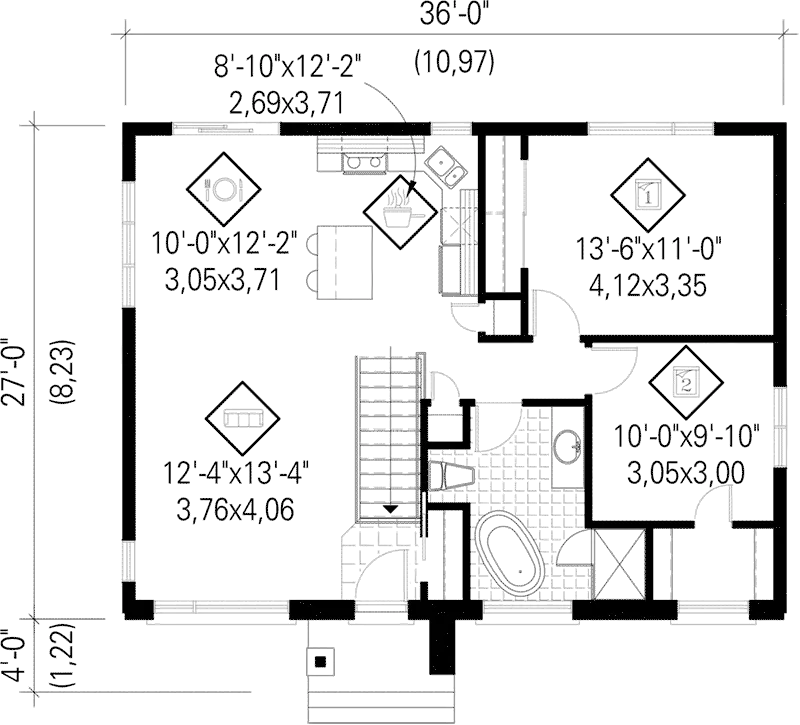 Modern House Plan First Floor - Beal Modern Prairie Style Home 126D-0521 - Search House Plans and More