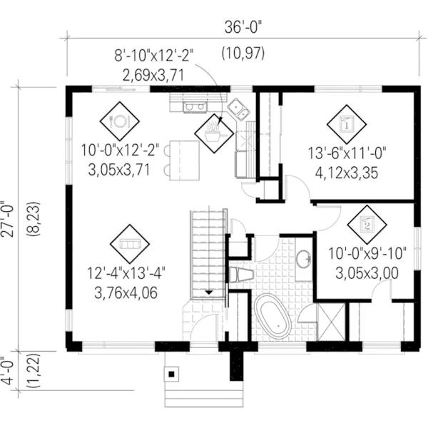 Prairie House Plan First Floor - Beal Modern Prairie Style Home 126D-0521 - Search House Plans and More