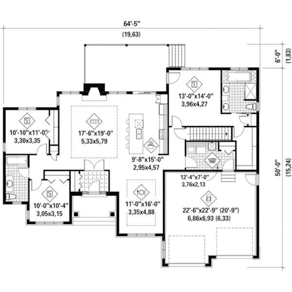 Ranch House Plan First Floor - Campbell Falls Craftsman Home 126D-0522 - Search House Plans and More