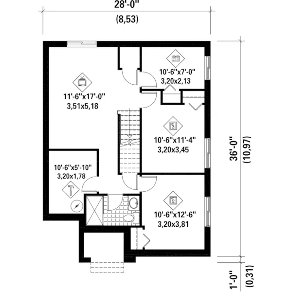 Modern House Plan Lower Level Floor - Hera Contemporary Home 126D-0526 - Search House Plans and More