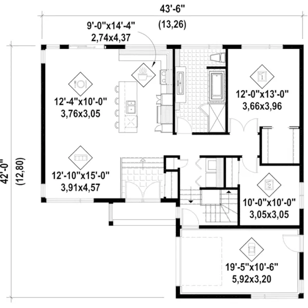 Modern House Plan First Floor - Kari Modern Home 126D-0528 - Search House Plans and More