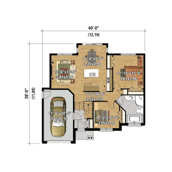 Modern House Plan 3D First Floor - Lapis Prairie Modern Home 126D-0529 - Shop House Plans and More