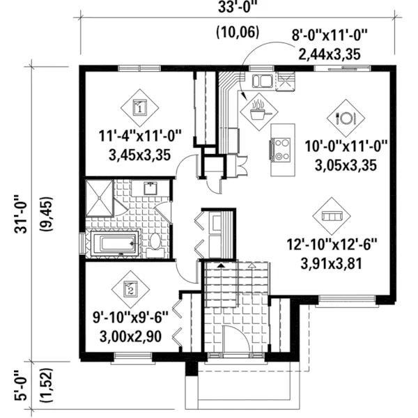 Prairie House Plan First Floor - Rocco Way Modern Home 126D-0533 - Shop House Plans and More