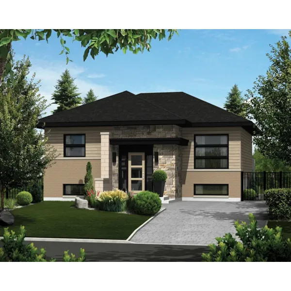 Prairie House Plan Front of Home - Rocco Way Modern Home 126D-0533 - Shop House Plans and More