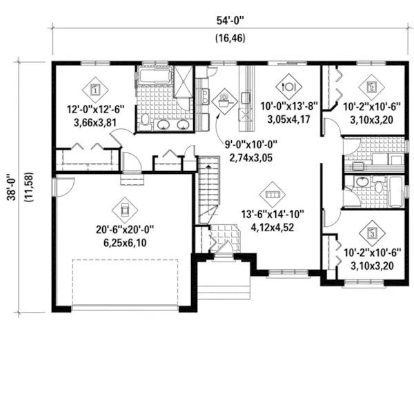 European House Plan First Floor - St. Martin's Gate European Home 126D-0538 - Shop House Plans and More