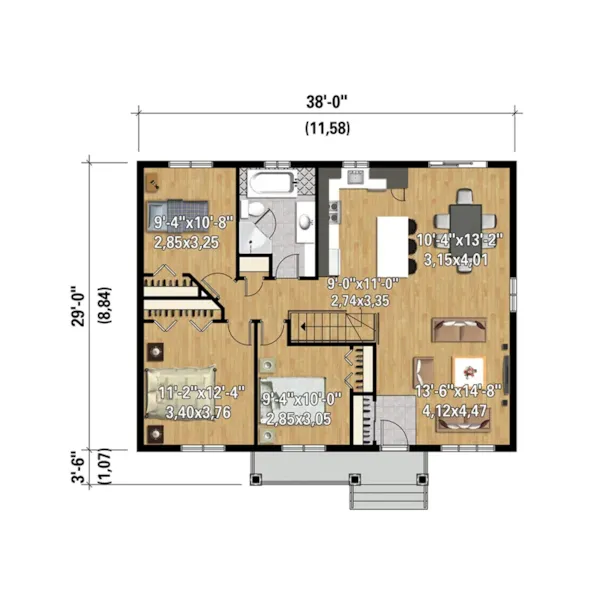 Country House Plan 3D First Floor - Taylor Park Country Home 126D-0539 - Shop House Plans and More