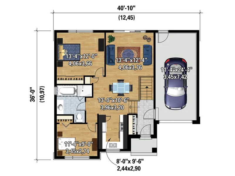 Modern House Plan 3D First Floor - Teri Modern Prairie Home 126D-0540 - Shop House Plans and More