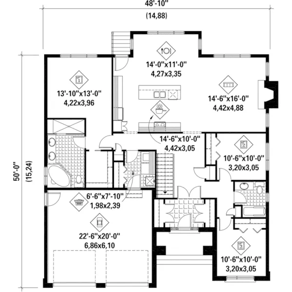 Modern House Plan First Floor - Terrell Valley European Home 126D-0541 - Shop House Plans and More