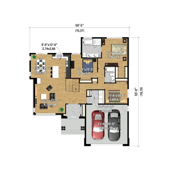 Modern House Plan 3D First Floor - Ventura Park Craftsman Home 126D-0542 - Shop House Plans and More