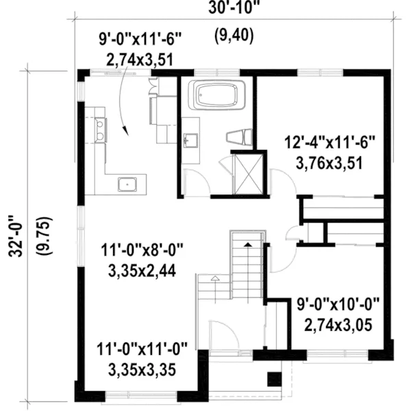 Contemporary House Plan First Floor - Tiva Rustic Modern Home 126D-0544 - Shop House Plans and More