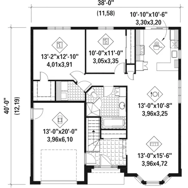 Ranch House Plan First Floor - Truman Ranch Home 126D-0548 - Shop House Plans and More